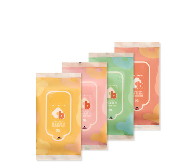 奇哥 CB純水柔濕巾30抽 - 純水濕巾、寶寶濕巾、柔濕巾、外出必備, 4包, 1組