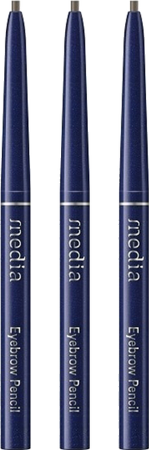 media 媚點 台灣公司貨 自轉式眉筆 0.18g, 棕色, 3支