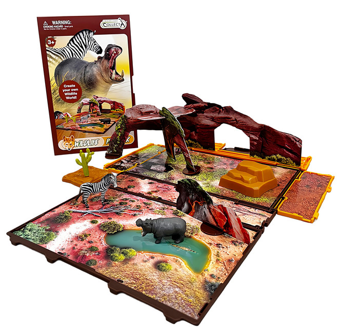 COLLECTA 迷你野生動物書玩具組 英國高擬真模型, 1組, 橘色