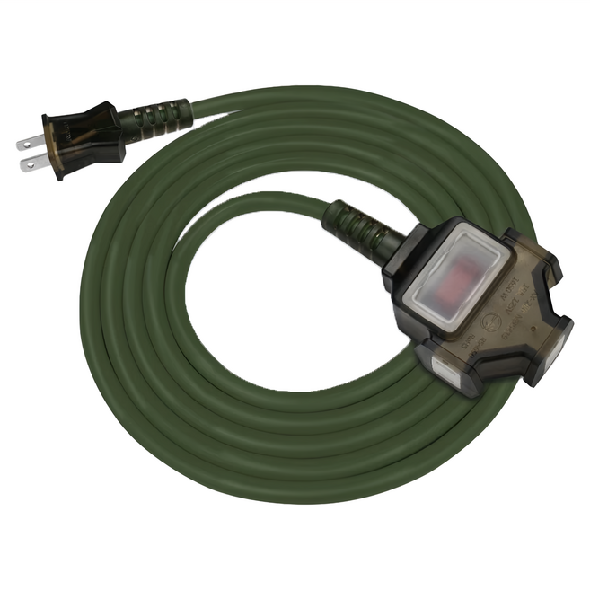 PowerSync 群加 2P 1擴3插工業用動力延長線 TU3C5050, 5m, 軍綠色, 1條