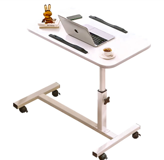 德利生活 可旋轉床邊升降桌 60x40cm, 白色