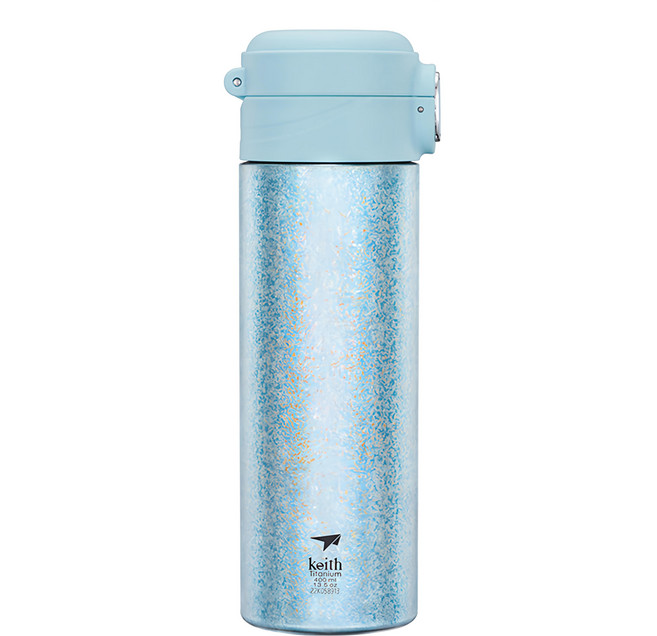 Keith Titanium 鎧斯 鈦彈蓋真空保溫瓶, 冰花藍, 400ml, 1個