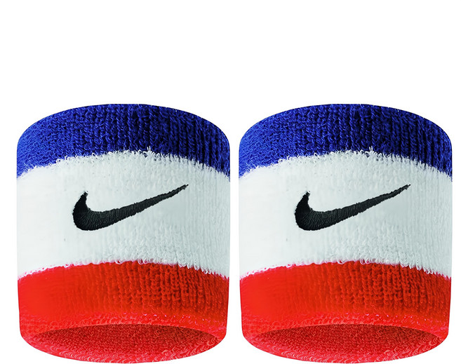 NIKE 耐吉 SWOOSH 多色腕帶, 藍白紅, 1雙