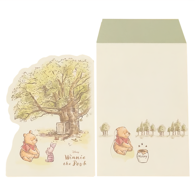 sun-star 維尼家族 維尼百畝森林系列信封信紙組 文青氣質, 維尼蜂蜜罐 米色, 1組