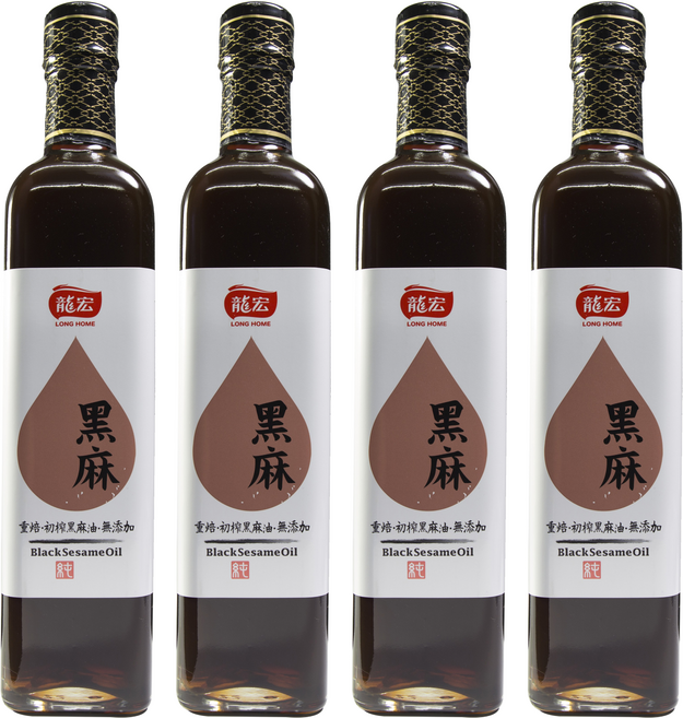 龍宏 黑麻油, 500ml, 4瓶