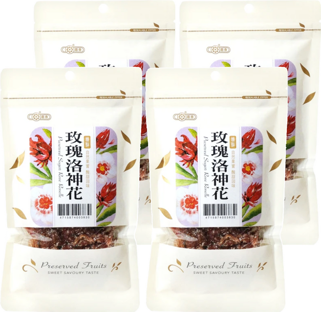 惠香 玫瑰洛神花 糖酥玫瑰洛神 夾鏈袋包裝, 80g, 4包