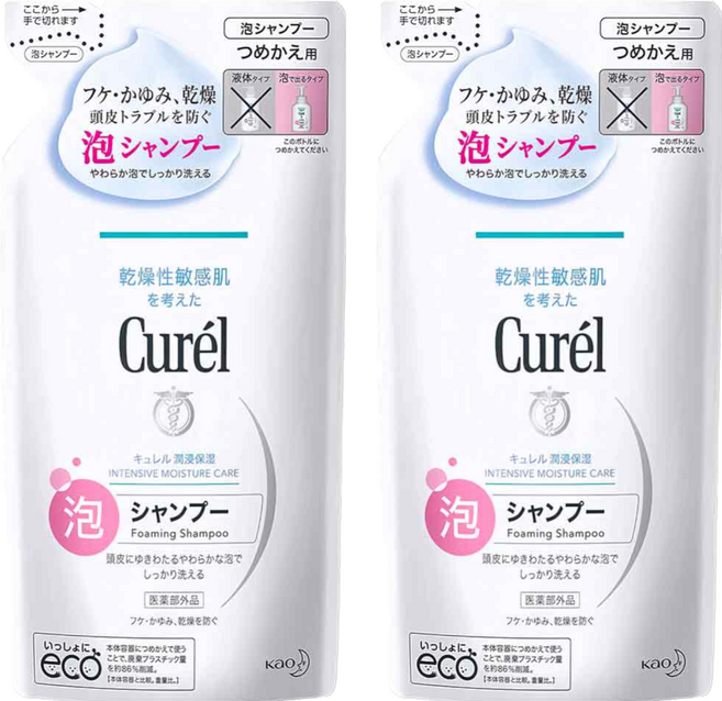 Curel 珂潤 潤浸保濕低敏洗髮慕絲 補充裝 無香, 2件, 380ml