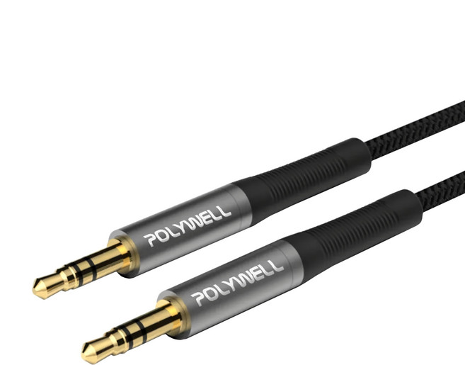 POLYWELL 寶利威爾 公對公 三極 3.5mm 立體聲音源線, PW15-W52-B115, 黑色, 1條