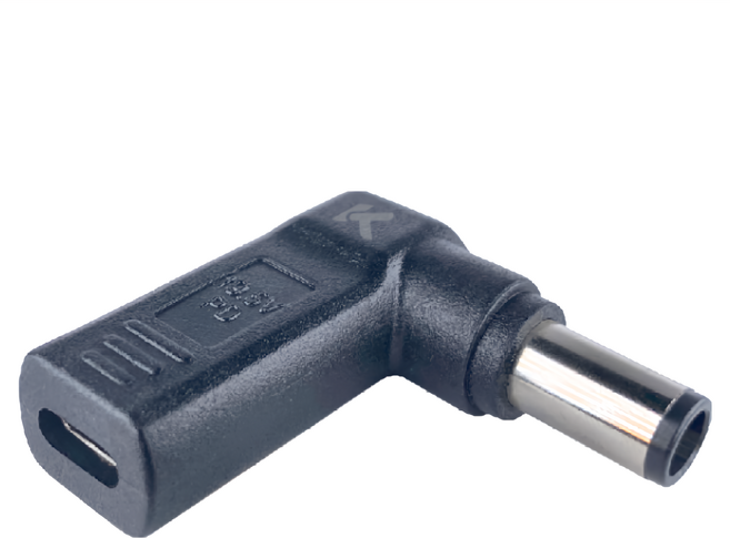 KTnet 廣鐸 TC母轉DC公 PD電源誘導頭 90度 7.4*5.0mm轉接頭, 7.4mm, 黑色 + 銀色, 1入