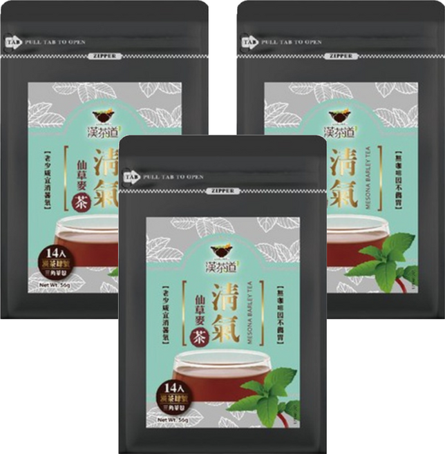 漢茶道 漢方草本茶包 四號 清氣仙草麥茶, 4g, 14包, 3袋