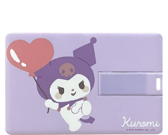 Sanrio 三麗鷗 KUROMI 卡片式USB2.0 插畫風格隨身碟 Haushin01, 128GB, 1個