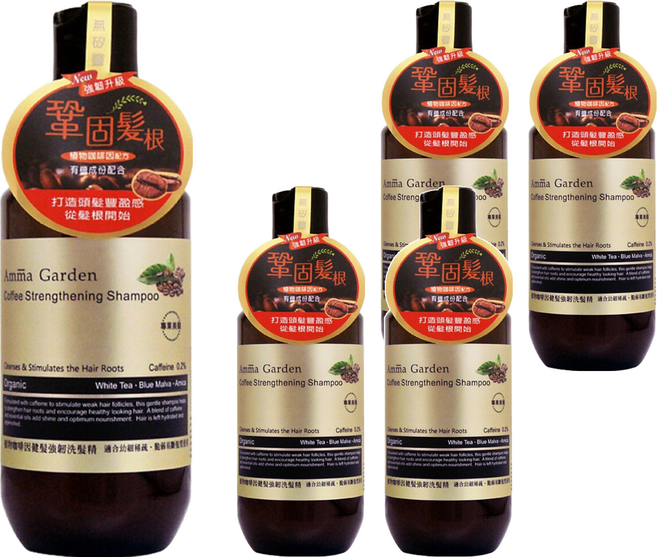 Amma Garden 艾瑪花園 咖啡因健髮洗髮精, 750ml, 5瓶
