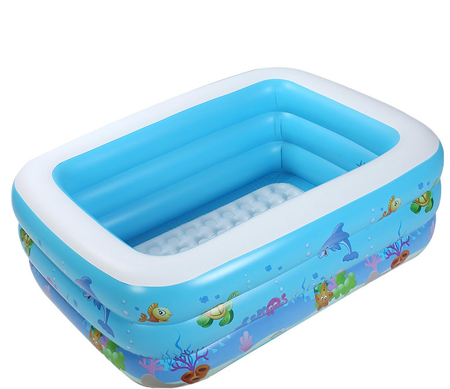 LEADER X intime 3層充氣游泳池 加大加厚款, 藍色 海洋動物, 1個