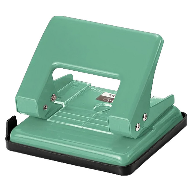CARL 100 打孔機 鋼製金屬 塑料材質 適用於A3~B6短邊 A4~B5長邊 LTR長邊 A4/長邊4孔, 粉綠色, 1個