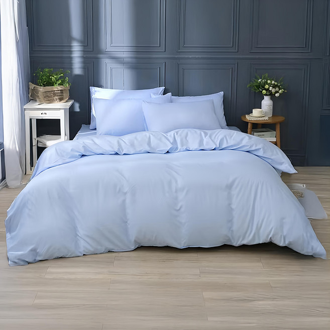 Ishur 伊舒爾 柔絲棉素色薄被套 - 精緻作工 耐洗耐用, 粉彩藍