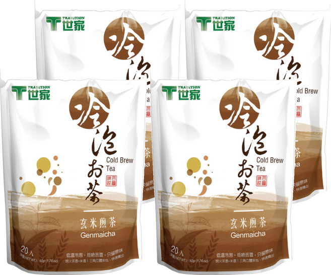 T世家 冷泡茶 玄米煎茶, 2.5g, 20包, 4袋