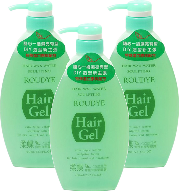 Roudye 柔蝶 天然花果彈性髮雕露, 700ml, 3瓶