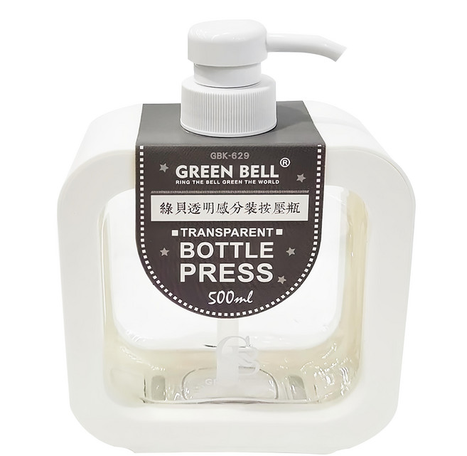 Green Bell 綠貝 透明感分裝按壓瓶 500ml, GBK-629, 1件