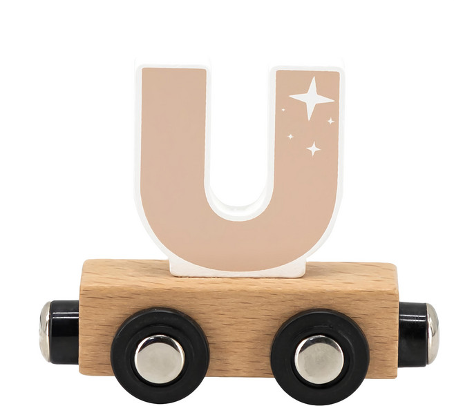 TRYCO 木製字母火車, U 木色, 1個