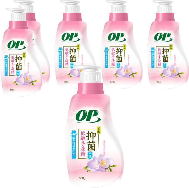 OP 茶酚低敏抑菌手洗精, 850g, 6瓶