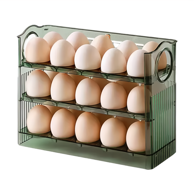 E.dot 自動翻轉雞蛋收納盒 PET材質, 透綠, 1個