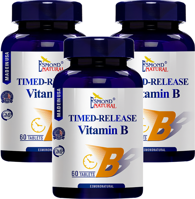 ESMOND NATURAL 愛司盟 緩釋型維他命B群加強錠 純素, 60顆, 114g, 3罐