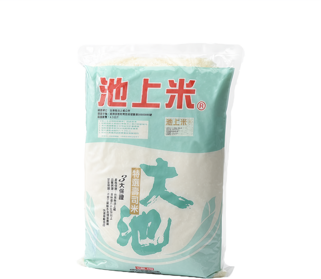 池上多力米 壽司米, CNS二等, 4.5kg, 1包