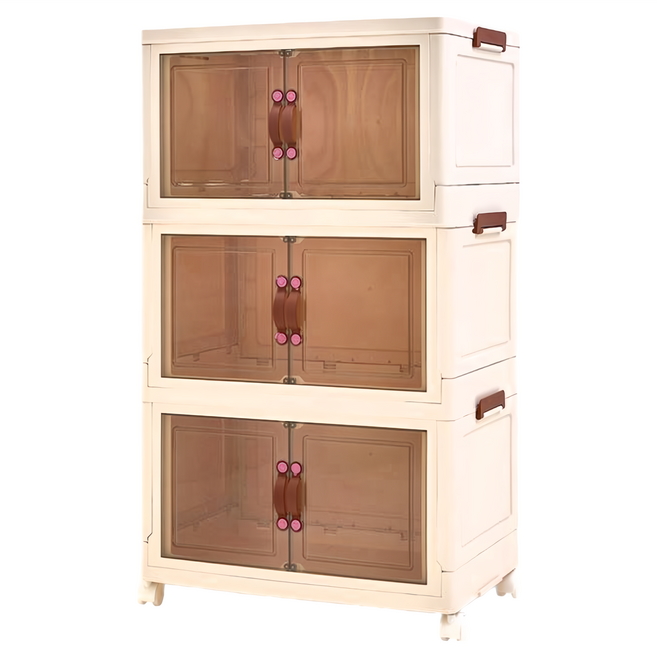 The Look GROCERIES STORAGE 折疊式多功能收納櫃/三層櫃 附輪 65cm, 附輪收納櫃 白色, 1個