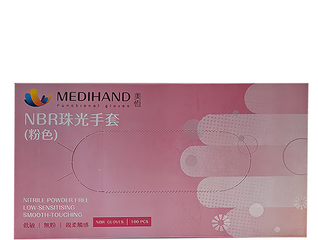 MEDIHAND 美恆 NBR珠光手套 100個 無粉 低敏 柔軟觸感, S, 粉色, 1盒
