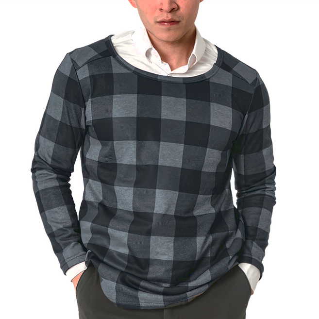 MI MI LEO MIT時尚刷毛經典格紋機能服 寬版