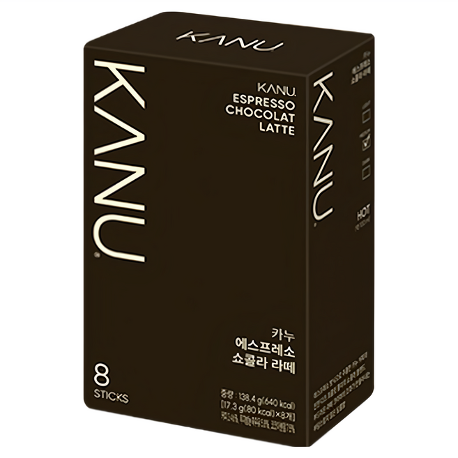 KANU 巧克力拿鐵咖啡, 17.3g, 8條, 1盒