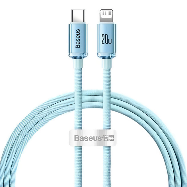 Baseus 倍思 晶耀20W快充線 PD Lightning 2M, 天藍色, 1條