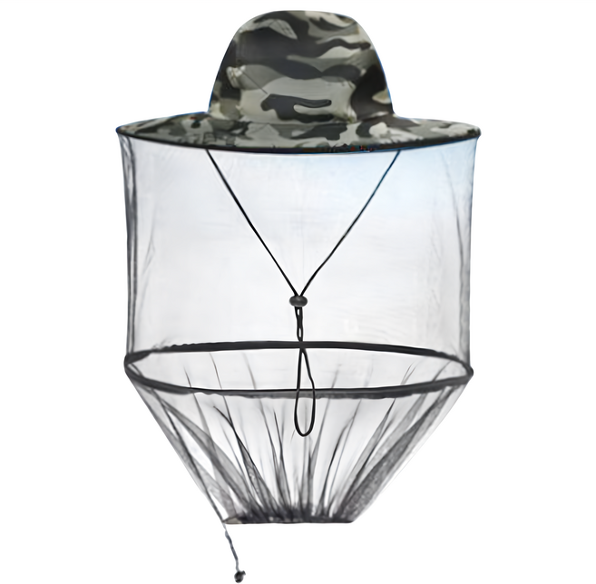 捷華 可拆卸防蚊罩登山帽, 綠花迷彩