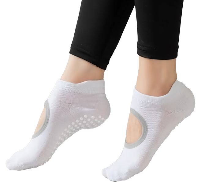 防滑瑜伽襪 圓頭露背款 精選棉質+PVC防滑粒