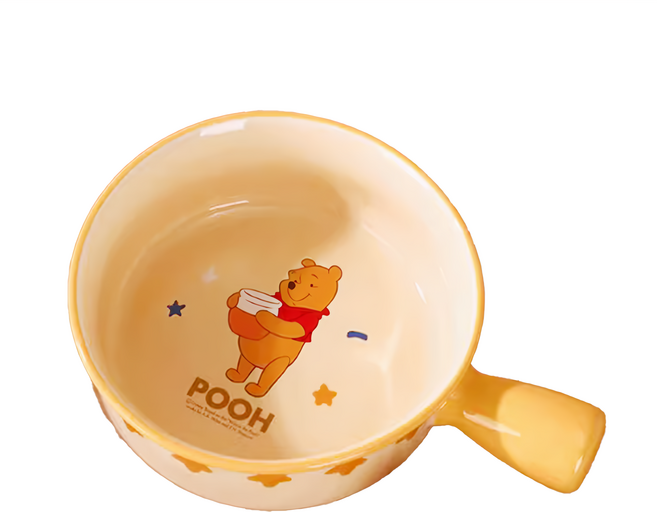 樂尚手把碗 陶瓷碗 15 x 5.5cm, 萌趣維尼熊 黃色, 1個