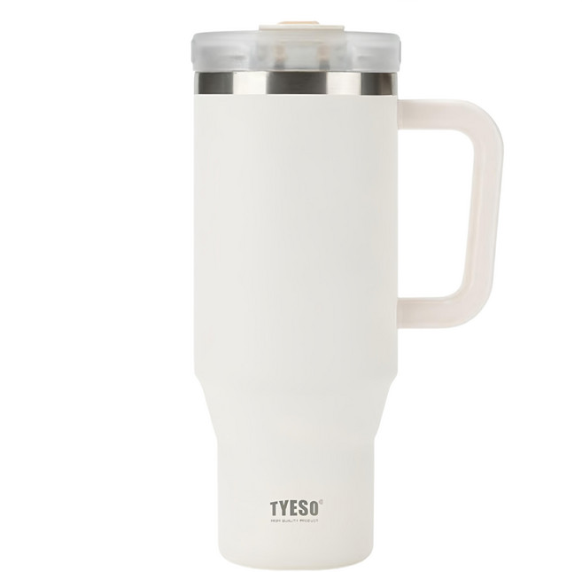 TYESO 泰碩 304不鏽鋼手提雙飲冰霸杯 TS-8866, 900ml, 1個, 白色