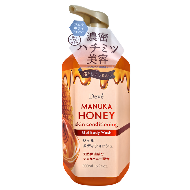 日本 KUMANO 熊野油脂 DEVE 麥盧卡 蜂蜜沐浴凝膠, 500ml, 1瓶