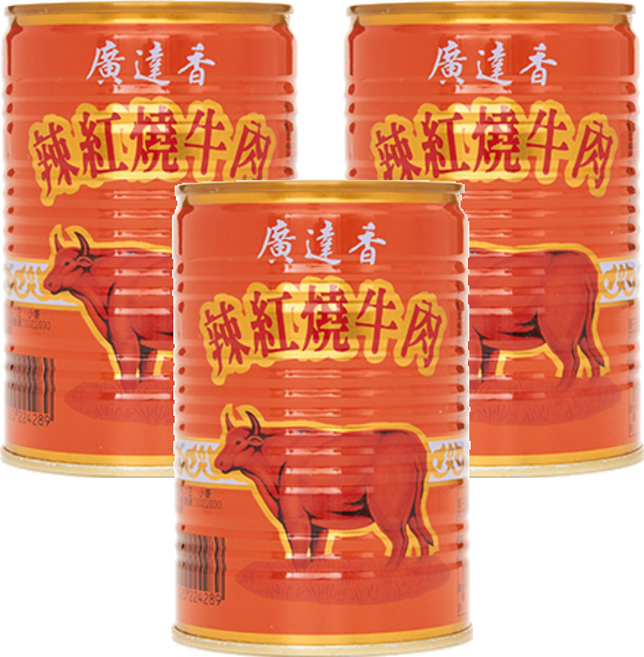 廣達香 辣紅燒牛肉 不添加防腐劑、味素, 440g, 3罐