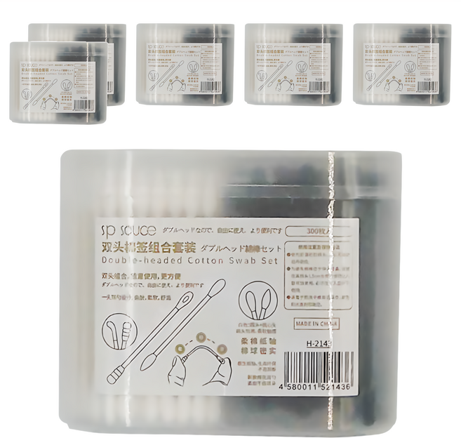 sp sauce 黑白雙頭棉花棒, 300支, 6盒