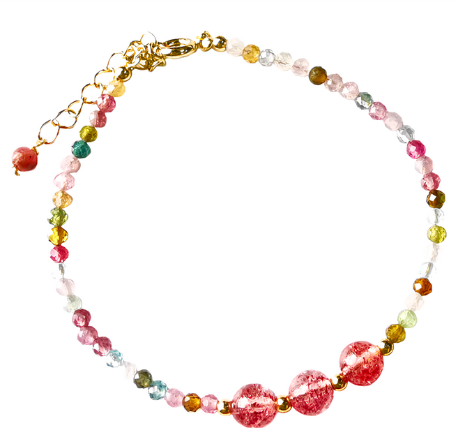 簡約經典 草莓晶碧璽手鍊