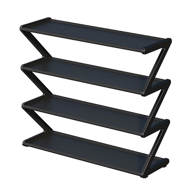 Z型鞋架 四層, 黑色, 1個