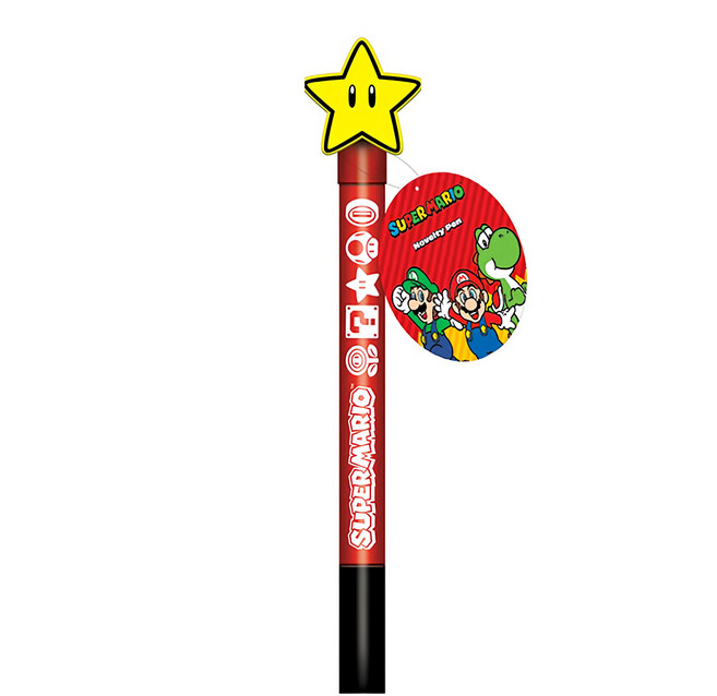 SUPER MARIO 超級瑪利歐 造型轉轉筆, 無敵星 紅色筆身, 1支
