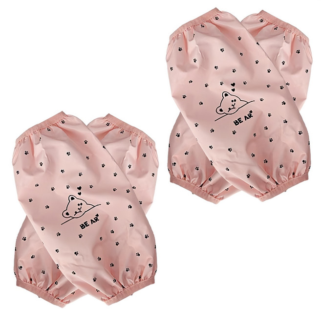 CT COMPANY 愛心小熊防水袖套 2對組, 淺粉色