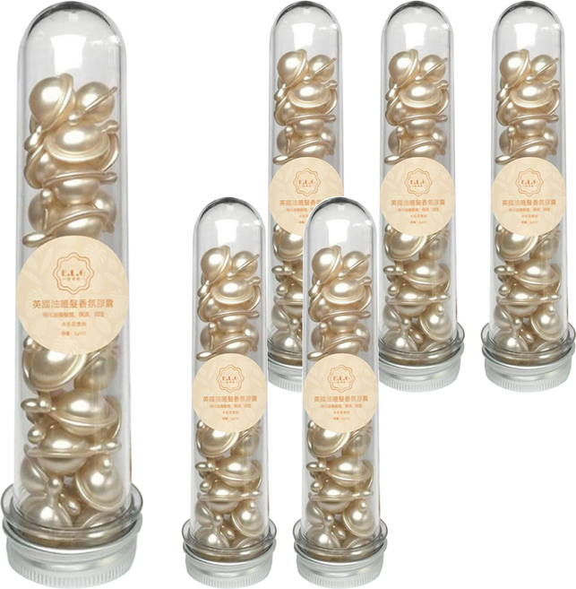 E.L.G 依洛嘉 英國油護髮香氛膠囊 30顆 添加大麻籽油 黑醋栗籽油 維生素E 荷荷芭油 免沖洗 改善頭髮分岔 使秀髮潤澤滑順, 30g, 6瓶