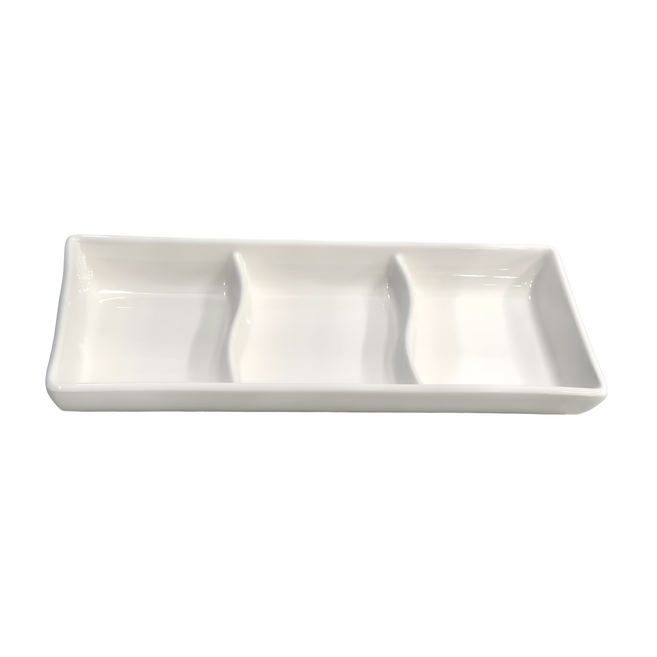 TATUNG 大同磁器 象牙強化 三格小菜碟, 白色, 1組