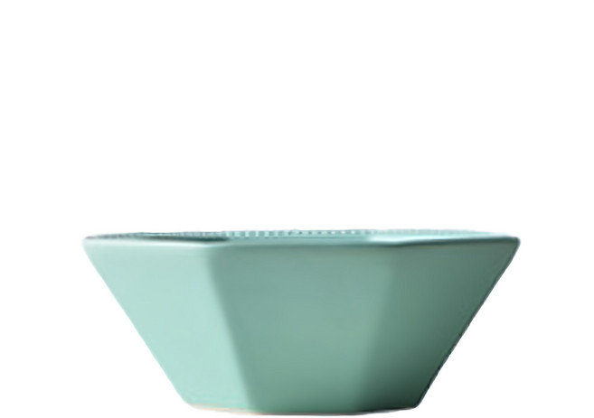 Homely Zakka 北歐簡約啞光色釉8角新骨瓷餐碗/飯碗/點心碗 19.5 x 2.5cm 570g, 馬卡龍淺綠, 1個