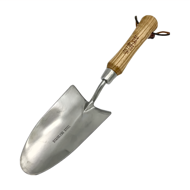 430不鏽鋼小型圓頭鏟/鏟子/園藝鏟 木柄 32.5 x 8cm, 1支