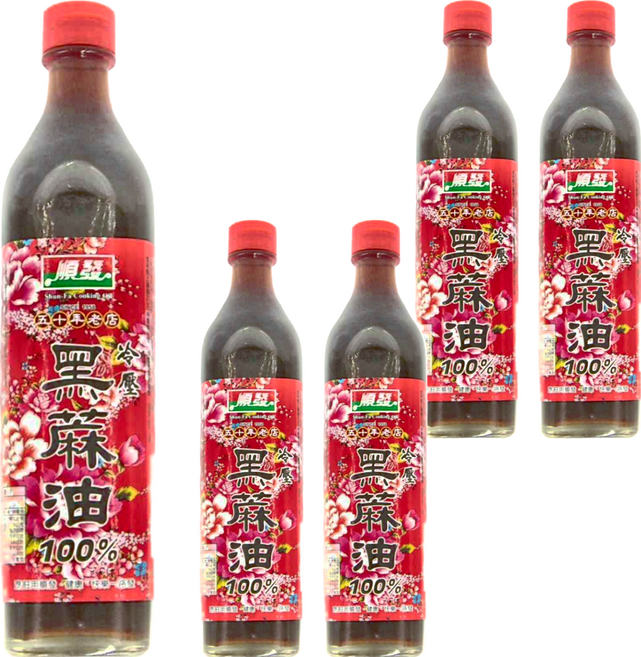 順發油品 冷壓黑麻油, 520ml, 5瓶