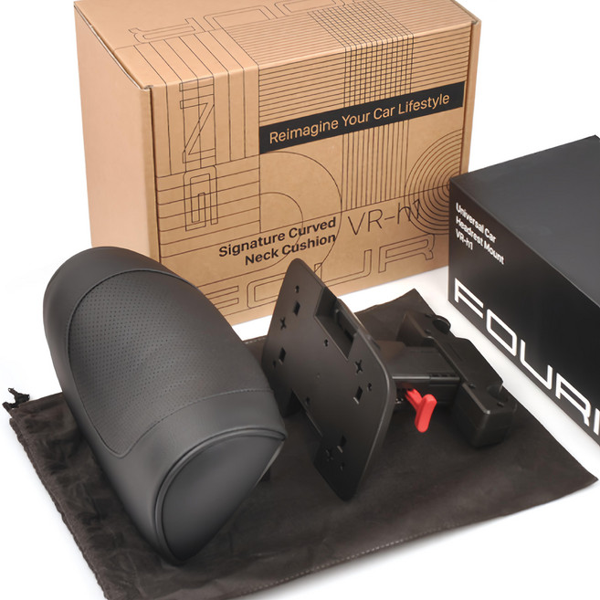 FOURING 經典弧形車用頸枕, 黑色, 1個