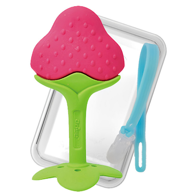 Ange 草莓造型固齒器 固齒器 + 矽膠鍊夾(隨機款式) + 收納盒, 固齒器 + 鍊夾 +保護盒, 草莓, 1組